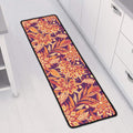 Orange Bohemian Floral Pattern Print Long Kitchen Mat