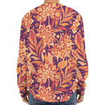 Orange Bohemian Floral Pattern Print Long Sleeve Baseball Jersey