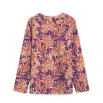 Orange Bohemian Floral Pattern Print Long Sleeve Short Coat