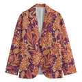 Orange Bohemian Floral Pattern Print Men's Blazer