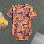 Orange Bohemian Floral Pattern Print Men's Bodysuit