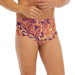 Orange Bohemian Floral Pattern Print Men's Briefs