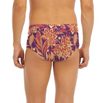 Orange Bohemian Floral Pattern Print Men's Briefs