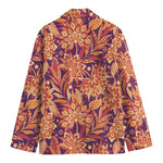 Orange Bohemian Floral Pattern Print Men's Cotton Blazer