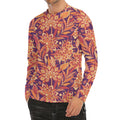 Orange Bohemian Floral Pattern Print Men's Long Sleeve Rash Guard