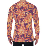Orange Bohemian Floral Pattern Print Men's Long Sleeve T-Shirt