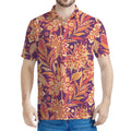 Orange Bohemian Floral Pattern Print Men's Polo Shirt