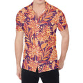 Orange Bohemian Floral Pattern Print Men's Shirt