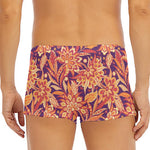 Orange Bohemian Floral Pattern Print Men's Short Boxer Briefs