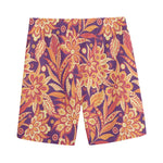 Orange Bohemian Floral Pattern Print Men's Sports Shorts