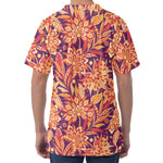 Orange Bohemian Floral Pattern Print Men's Velvet T-Shirt