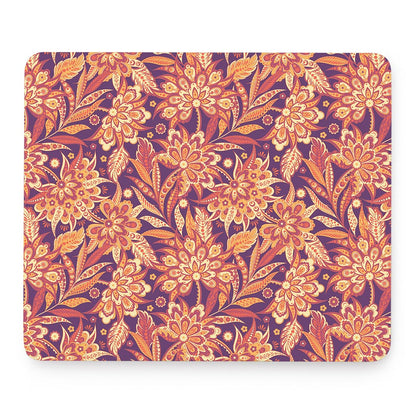 Orange Bohemian Floral Pattern Print Mouse Pad