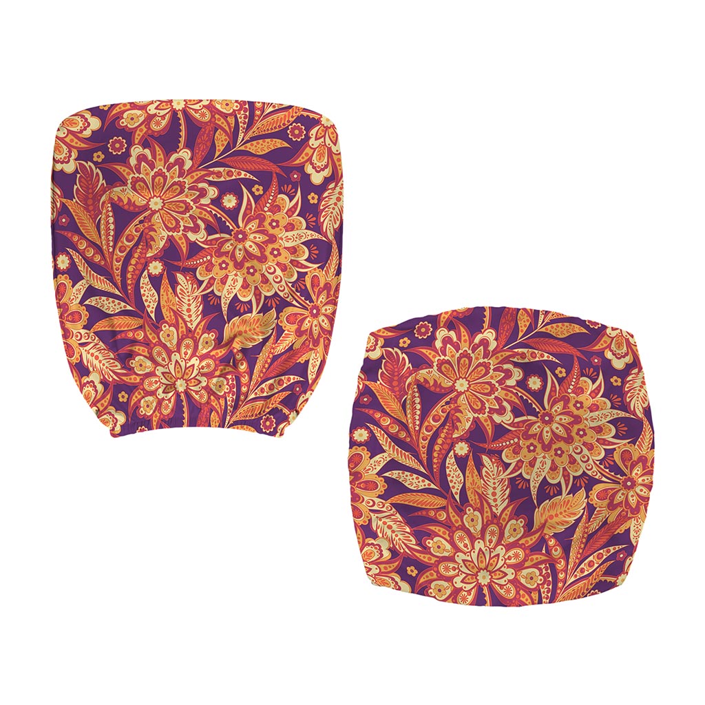 Orange Bohemian Floral Pattern Print Office Chair Cover
