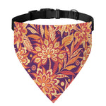 Orange Bohemian Floral Pattern Print Over The Collar Dog Bandana