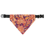 Orange Bohemian Floral Pattern Print Over The Collar Dog Bandana