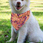 Orange Bohemian Floral Pattern Print Over The Collar Dog Bandana
