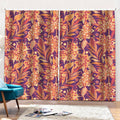 Orange Bohemian Floral Pattern Print Pencil Pleat Curtains
