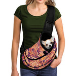Orange Bohemian Floral Pattern Print Pet Sling Carrier