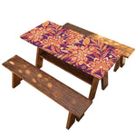 Orange Bohemian Floral Pattern Print Picnic Table Cover
