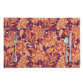Orange Bohemian Floral Pattern Print Placemat