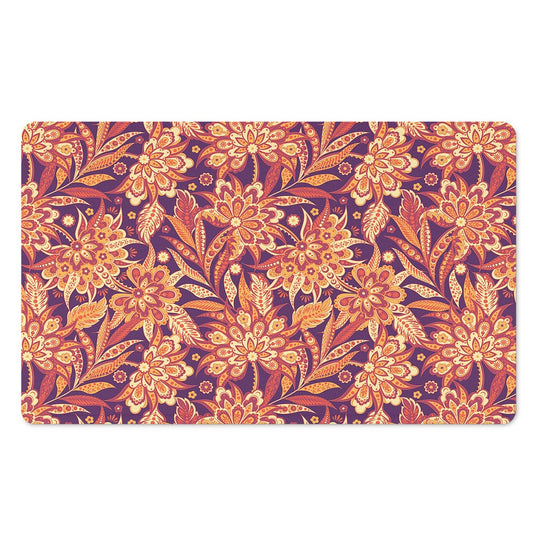 Orange Bohemian Floral Pattern Print Polyester Doormat