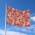 Orange Bohemian Floral Pattern Print Polyester Flag