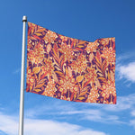 Orange Bohemian Floral Pattern Print Polyester Flag