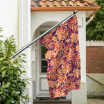Orange Bohemian Floral Pattern Print Polyester Flag