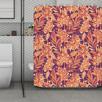 Orange Bohemian Floral Pattern Print Polyester Shower Curtain
