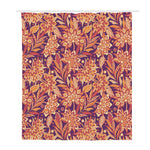 Orange Bohemian Floral Pattern Print Polyester Shower Curtain