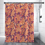 Orange Bohemian Floral Pattern Print Premium Shower Curtain