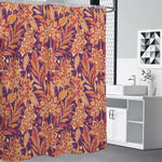 Orange Bohemian Floral Pattern Print Premium Shower Curtain