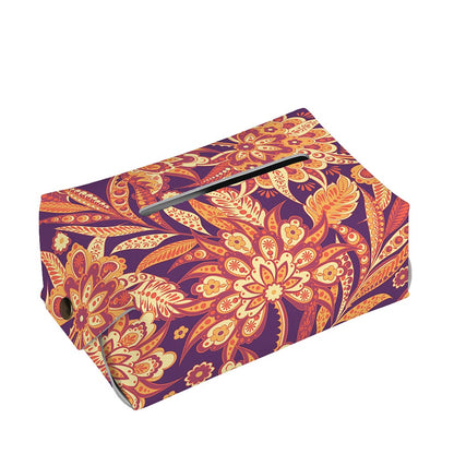 Orange Bohemian Floral Pattern Print Rectangle Tissue Box Cover