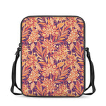 Orange Bohemian Floral Pattern Print Rectangular Crossbody Bag