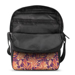 Orange Bohemian Floral Pattern Print Rectangular Crossbody Bag