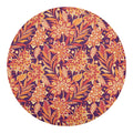 Orange Bohemian Floral Pattern Print Round Blanket