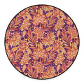 Orange Bohemian Floral Pattern Print Round Floor Mat