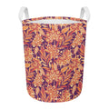Orange Bohemian Floral Pattern Print Round Laundry Basket