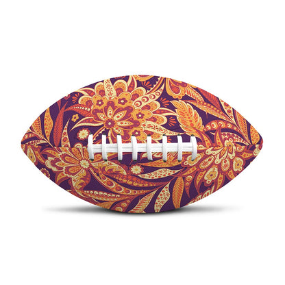 Orange Bohemian Floral Pattern Print Rugby Ball