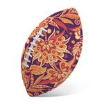Orange Bohemian Floral Pattern Print Rugby Ball