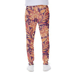 Orange Bohemian Floral Pattern Print Scuba Joggers