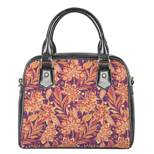 Orange Bohemian Floral Pattern Print Shoulder Handbag