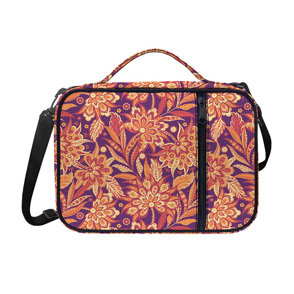 Orange Bohemian Floral Pattern Print Shoulder Strap Bible Bag