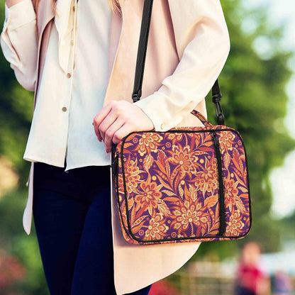 Orange Bohemian Floral Pattern Print Shoulder Strap Bible Bag