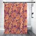 Orange Bohemian Floral Pattern Print Shower Curtain