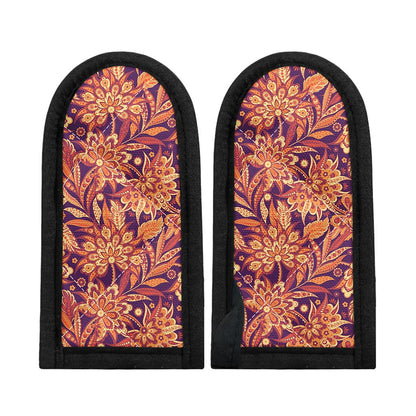 Orange Bohemian Floral Pattern Print Skillet Handle Cover