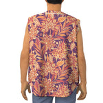 Orange Bohemian Floral Pattern Print Sleeveless Baseball Jersey