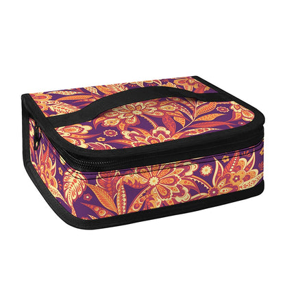 Orange Bohemian Floral Pattern Print Small Lunch Bag
