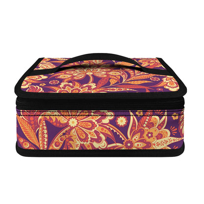 Orange Bohemian Floral Pattern Print Small Lunch Bag
