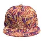 Orange Bohemian Floral Pattern Print Snapback Cap